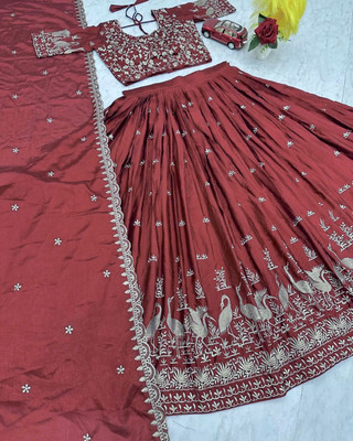 RUPAL CREATION Embroidered Semi Stitched Lehenga Choli(Maroon)