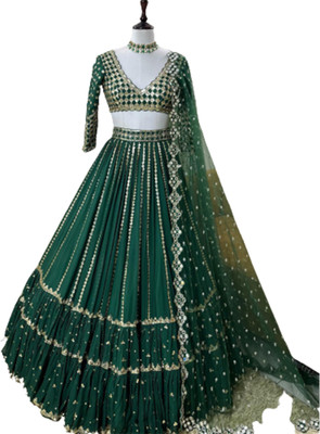 IYALAFAB Printed Semi Stitched Lehenga Choli(Green)