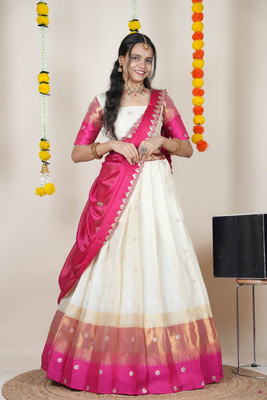 SHREE CREATION Self Design Semi Stitched Lehenga Choli(Multicolor)