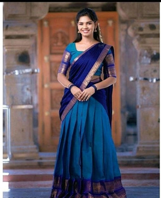 NITYA TEXOFAB Self Design Semi Stitched Lehenga Choli(Light Blue)