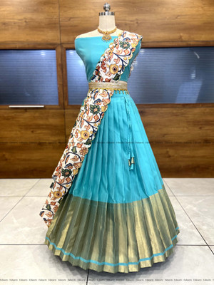 Fabcartz Self Design Semi Stitched Lehenga Choli(Light Blue)
