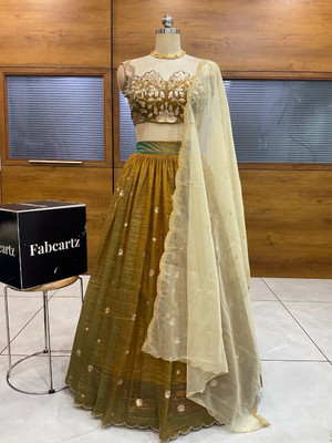 MR Y Self Design Semi Stitched Lehenga Choli(Orange)