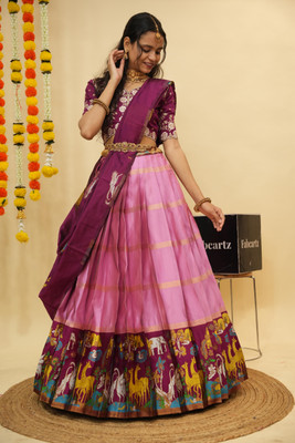 MR Y Self Design Semi Stitched Lehenga Choli(Pink)