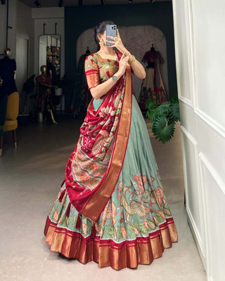 AAYUSHYAM ENTERPRISE Printed Semi Stitched Lehenga Choli(Green)
