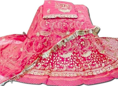 bherva tex Embroidered Semi Stitched Rajasthani Poshak(Pink)