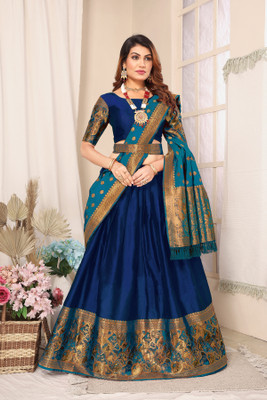 Samrthyafashion Printed Semi Stitched Lehenga Choli(Blue)