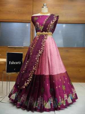 SHREE CREATION Embroidered Semi Stitched Lehenga Choli(Pink)