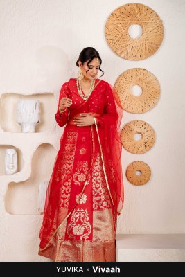 Divastri Self Design Semi Stitched Lehenga Choli(Red)