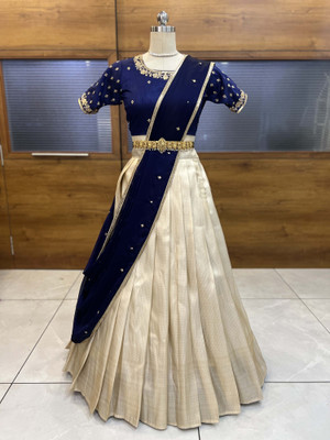 SHREE CREATION Self Design Semi Stitched Lehenga Choli(Dark Blue)
