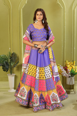 KRISHU ETHNICS Digital Print Semi Stitched Lehenga Choli(Multicolor)