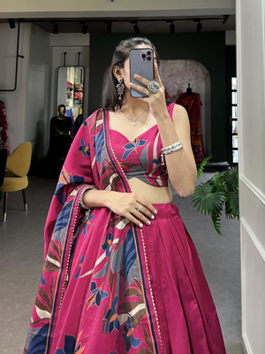 FusionCraftt Floral Print Semi Stitched Lehenga Choli(Multicolor)