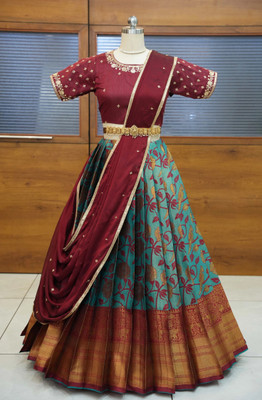 Fabcartz Self Design Semi Stitched Lehenga Choli(Multicolor)