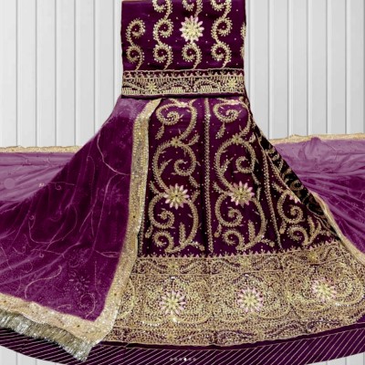 GANPATIJI FASHION Embroidered, Embellished Semi Stitched Lehenga Choli(Purple)