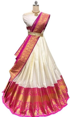 NITYA TEXOFAB Self Design Semi Stitched Lehenga Choli(White)