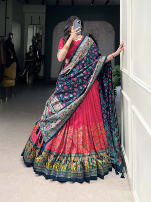 RIVETSTYLE Printed Semi Stitched Lehenga Choli(Red)