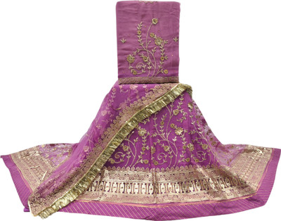 Man Fashion Embroidered Semi Stitched Lehenga Choli(Purple)