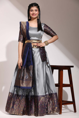 Payu Self Design Semi Stitched Lehenga Choli(Grey)