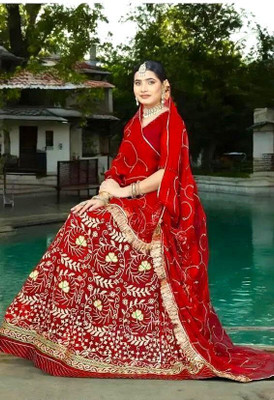 bherva tex Embroidered Semi Stitched Rajputi Poshak(Red)
