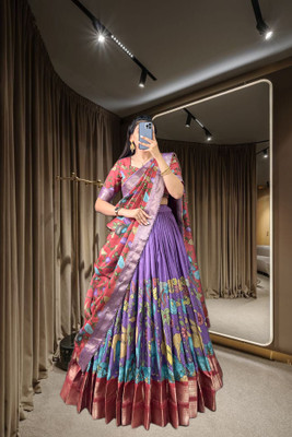 viraasat Printed, Paisley Semi Stitched Lehenga Choli(Purple)