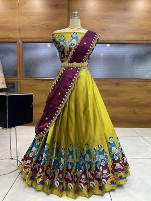 MR Y Self Design Semi Stitched Lehenga Choli(Yellow)
