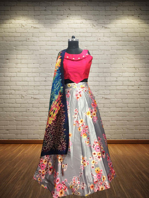 KAHIRAA WHOLETEX Digital Print Semi Stitched Lehenga Choli(Multicolor)
