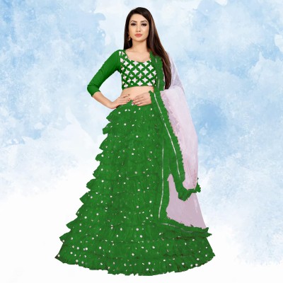 Bawri Embroidered Semi Stitched Lehenga Choli(Green)