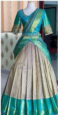 Harshiv Textile Self Design Semi Stitched Lehenga Choli(White)