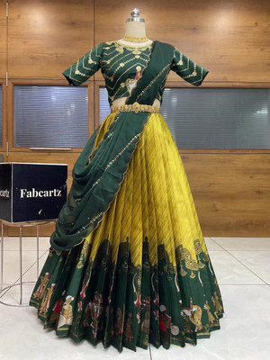 Fabcartz Self Design Semi Stitched Lehenga Choli(Multicolor)