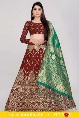 Divastri Self Design Semi Stitched Lehenga Choli(Maroon)