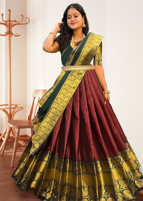 Kedar Fab Self Design Semi Stitched Lehenga Choli(Maroon)