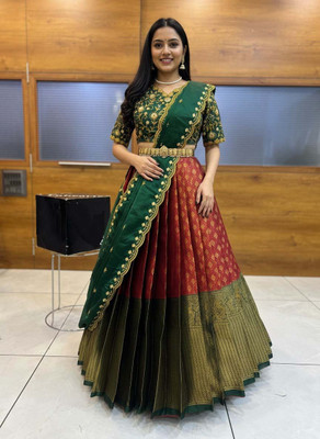 Payu Self Design Semi Stitched Lehenga Choli(Maroon)