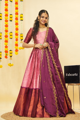 Fabcartz Self Design Semi Stitched Lehenga Choli(Pink)