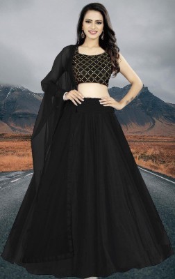 BIPIN ENTERPRISE Embroidered Semi Stitched Lehenga Choli(Black)