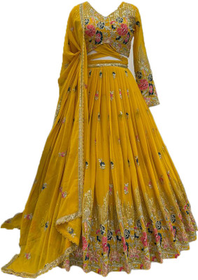 ADOLTEXTILE Embroidered Semi Stitched Lehenga Choli(Multicolor)