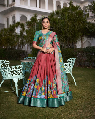 RADHVI BIZ Self Design Semi Stitched Lehenga Choli(Red)