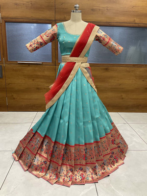 SHREE CREATION Self Design Semi Stitched Lehenga Choli(Light Blue)