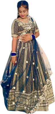 ANAVI FAB FASHION Embroidered, Floral Print Stitched Lehenga Choli(Blue, Light Blue)