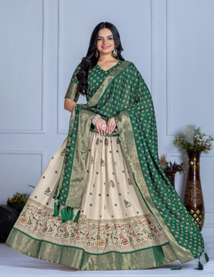 Aika Printed Semi Stitched Lehenga Choli(Green)