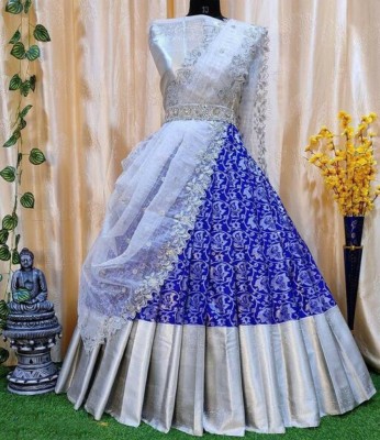 SHREE CREATION Self Design Semi Stitched Lehenga Choli(Blue)