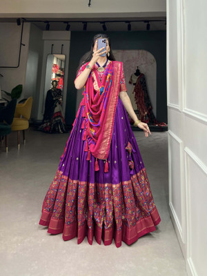 FusionCraftt Floral Print Semi Stitched Lehenga Choli(Multicolor)