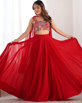 Trivety Embellished Stitched Lehenga Choli(Red)