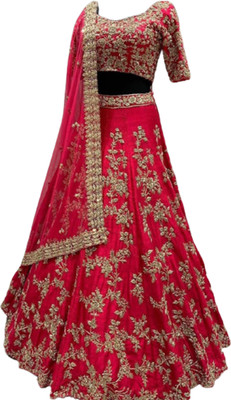 IYALAFAB Self Design Semi Stitched Lehenga Choli(Red)