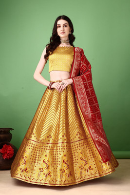 SWAMI STUDIO Embellished Semi Stitched Lehenga Choli(Gold)