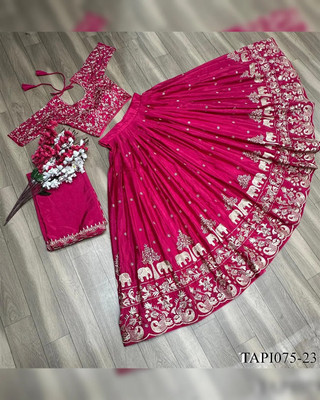 niklu fashion Embroidered Semi Stitched Lehenga Choli(Pink)