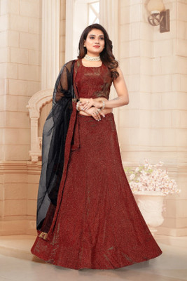 DD's creation Embroidered Semi Stitched Lehenga Choli(Maroon)
