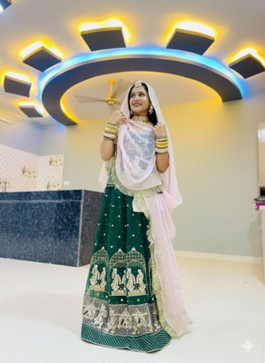 SHRIHARI BUINESS FASHION Embroidered Semi Stitched Rajasthani Poshak(Green)
