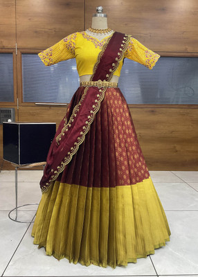 SHREE CREATION Self Design Semi Stitched Lehenga Choli(Multicolor)