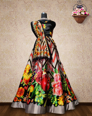 kaizen International Digital Print Semi Stitched Lehenga Choli(Multicolor)