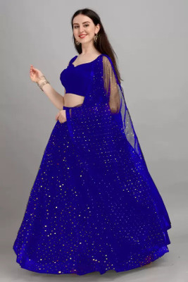 STITCHMALL Self Design Semi Stitched Lehenga Choli(Blue)