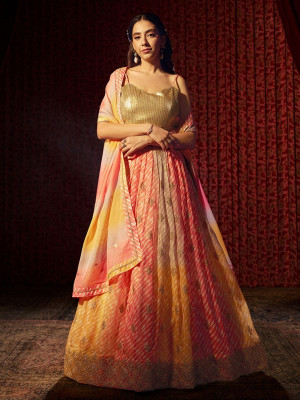 odette Printed Semi Stitched Lehenga Choli(Multicolor)